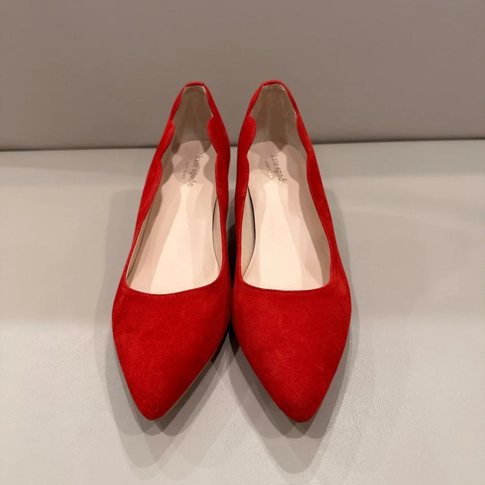 Kate Spade Red Suede Heels - Picture 3 of 6